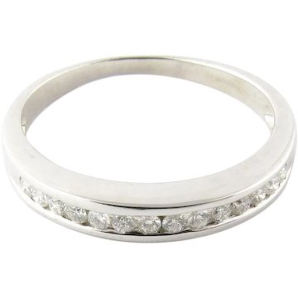 Vintage 14 Karat White Gold Diamond Wedding Band Size 8.5 #3285